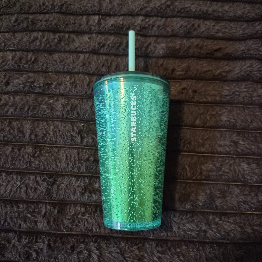 Starbucks Teal Glitter Tumbler with Straw